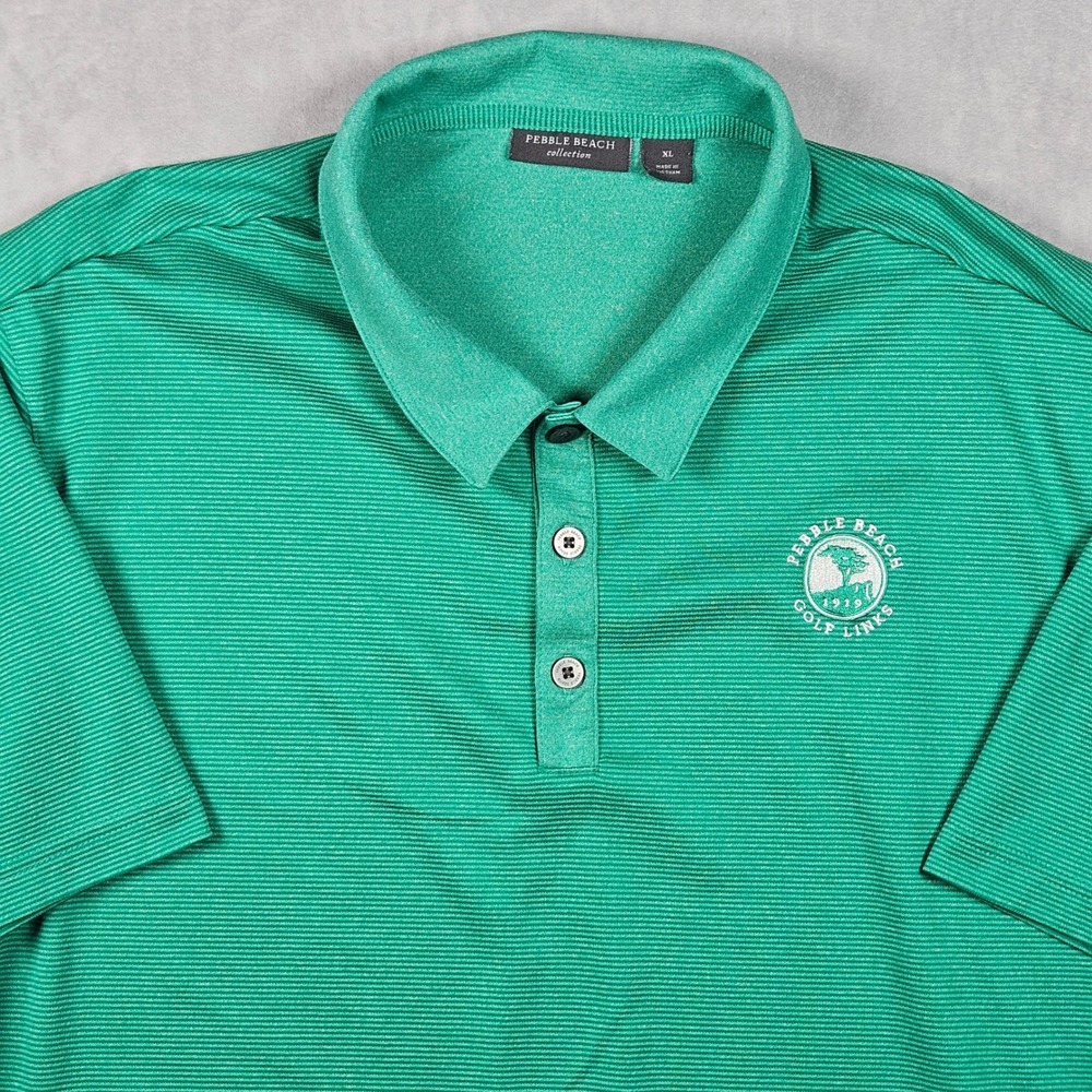 Pebble Beach Golf Links Polo Shirt Mens XL Green Lightweight Embroidered Logo